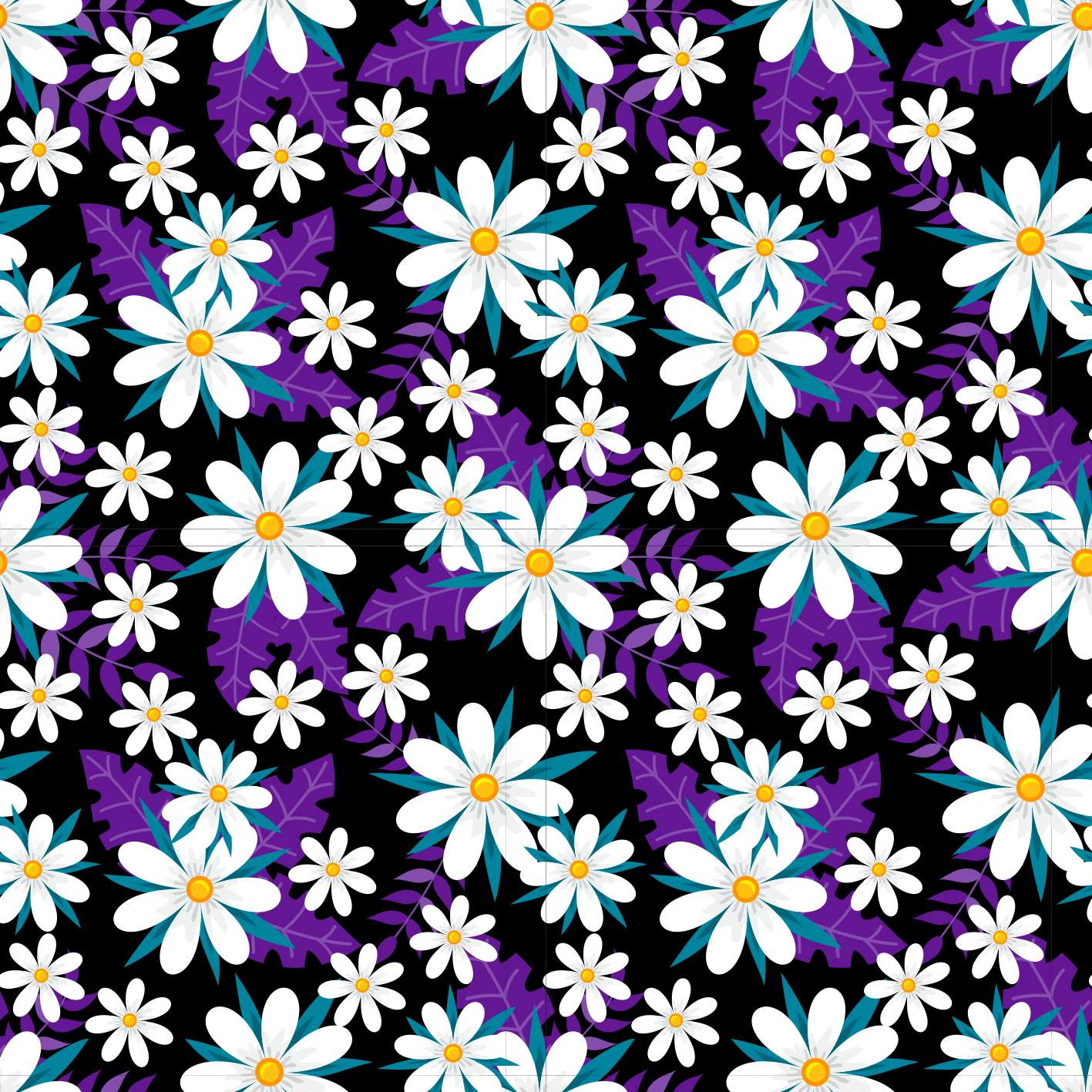 Dywan winylowy w kwiaty i rośliny na czarnym tle - TenStickers