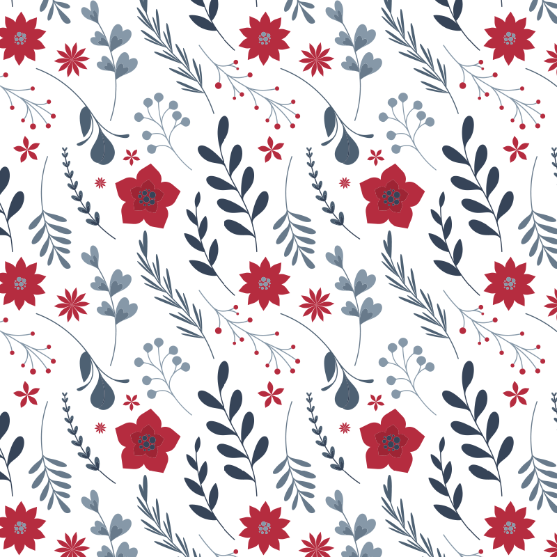 Dywan winylowy w kwiaty i rośliny w białe i czerwone kwiaty - TenStickers