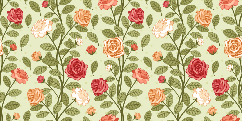 Dywan winylowy w kwiaty i rośliny róże w stylu vintage - TenStickers