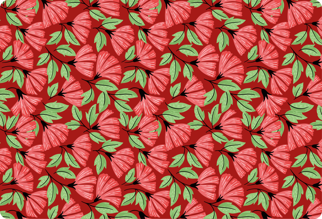 Dywan winylowy w kwiaty i rośliny w stylu vintage czerwony - TenStickers