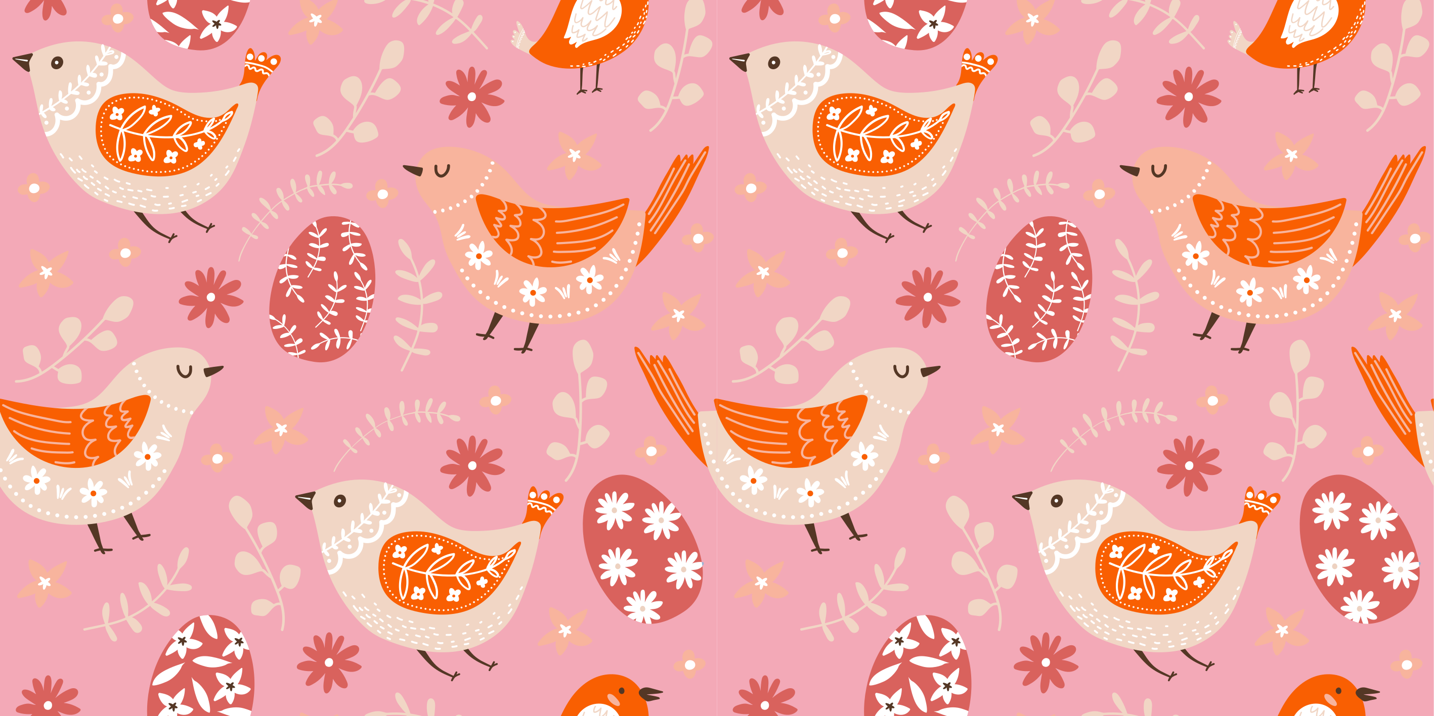 Dywan winylowy w kwiaty i rośliny z różowym wzorem ludowym - TenStickers