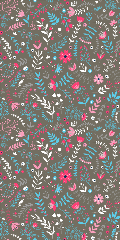 Dywan winylowy w kwiaty i rośliny kolorowy print - TenStickers
