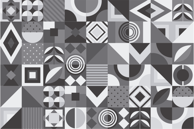 Dywan winylowy do łazienki szare geometryczne płytki - TenStickers