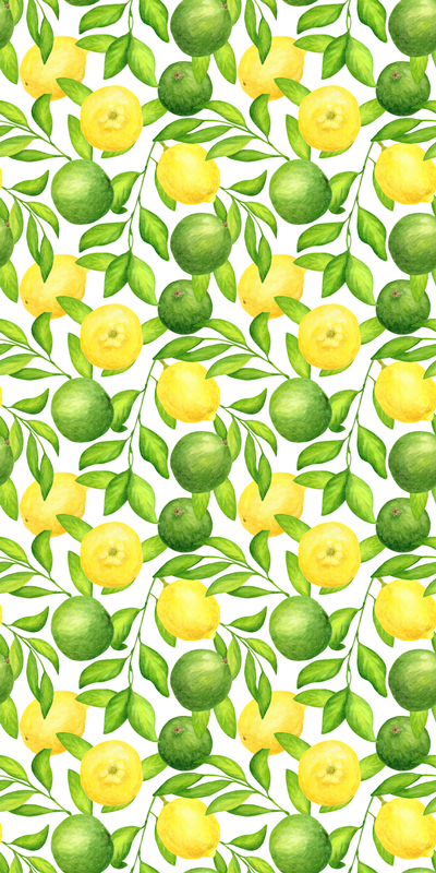 Dywan winylowy w kwiaty i rośliny w cytryny i limonki - TenStickers