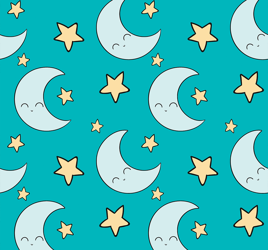 Dywan winylowy w gwiazdki niebieskie wesołe księżyce - TenStickers