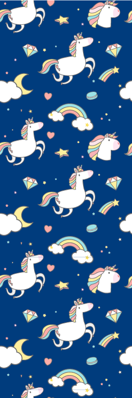Dywan winylowy w gwiazdki w jednorożce i tęczę - TenStickers