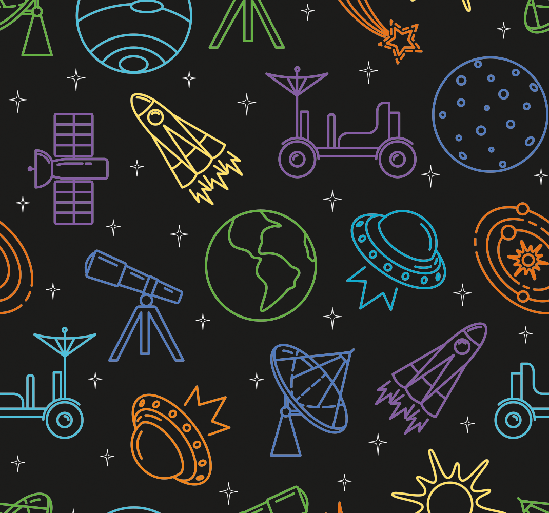 Dywan winylowy w gwiazdki i ikony kosmosu - TenStickers