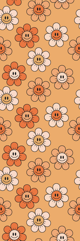Dywan winylowy do salonu uśmiechnięte twarze w pomarańczy - TenStickers