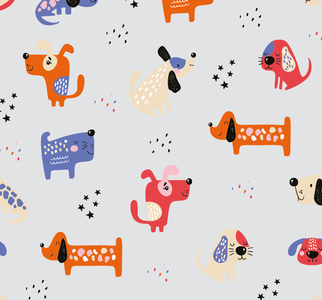 Dywan winylowy do salonu z ilustracjami psów - TenStickers