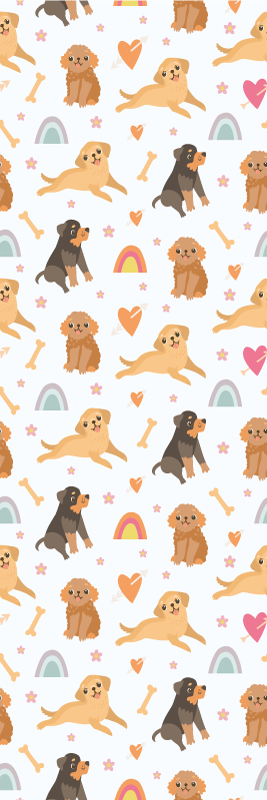 Dywan winylowy do salonu w urocze pieski i tęcze - TenStickers