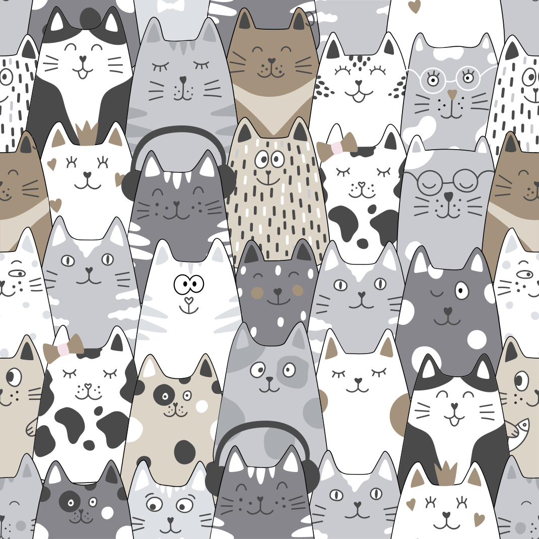 Dywan winylowy do salonu z kotami w kreskówkach - TenStickers