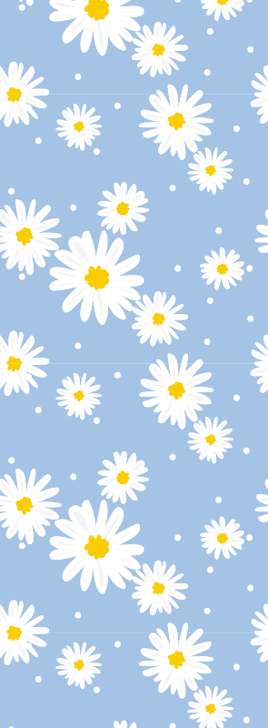 Dywan winylowy do salonu białe kwiaty na niebieskim tle - TenStickers
