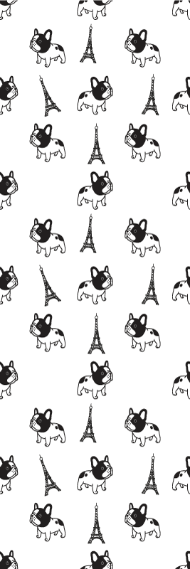 Dywan winylowy do salonu z buldogiem francuskim w paryżu - TenStickers