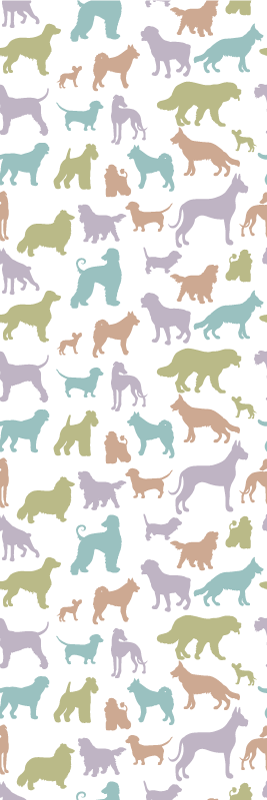 Dywan winylowy do salonu w pastelowych sylwetkach psów - TenStickers