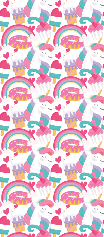 Dywan winylowy do salonu jednorożce z tęczą - TenStickers