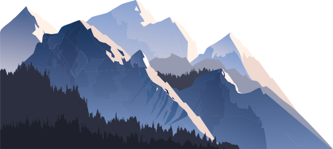 Dywan winylowy natura szary las, góry i słońce - TenStickers