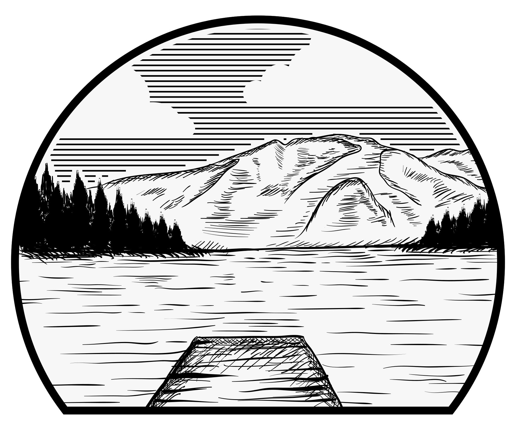 Dywan winylowy natura nad jeziorem w lesie sosnowym - TenStickers