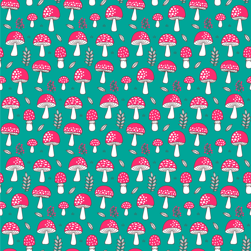 Dywan winylowy natura klasyczne grzyby na turkusie - TenStickers