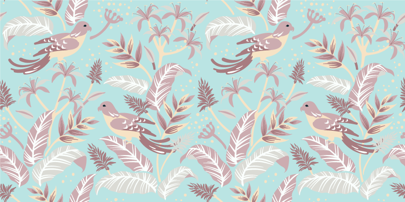 Dywan winylowy natura w niebiesko-różowy wzór roślinny - TenStickers