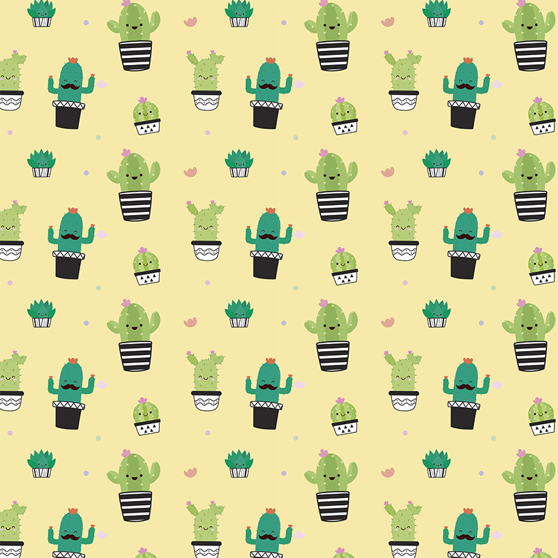 Dywan winylowy w kwiaty i rośliny z wzorem kaktusa - TenStickers