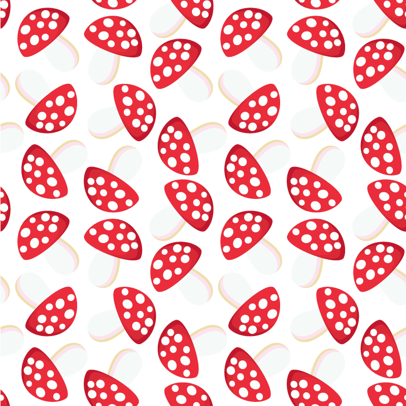 Dywan winylowy w kwiaty i rośliny z grzybami na białym tle - TenStickers
