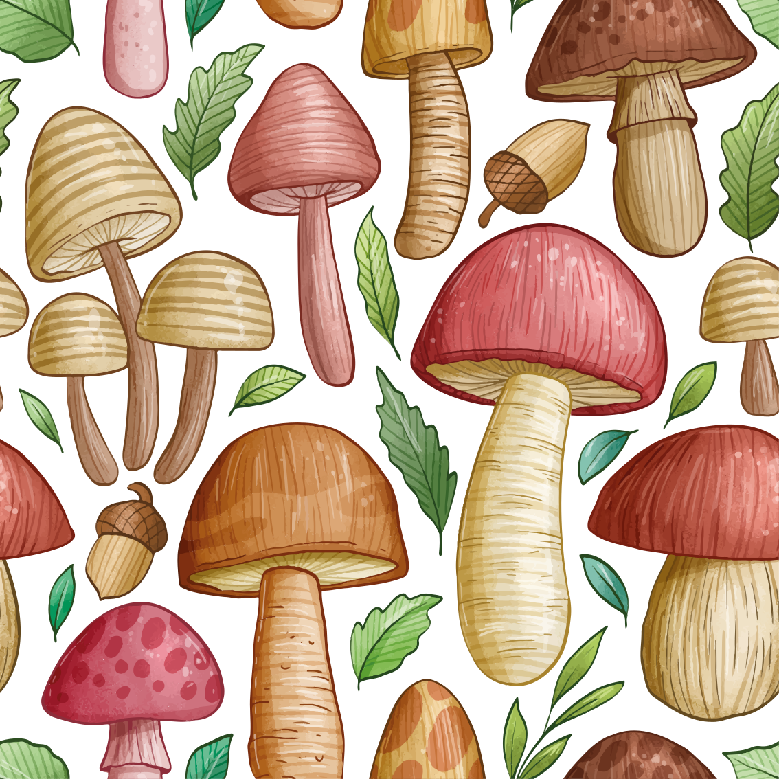Dywan winylowy w kwiaty i rośliny kolorowe grzyby - TenStickers
