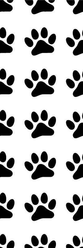 Dywan winylowy do salonu ślady psich łap czarne na białym - TenStickers