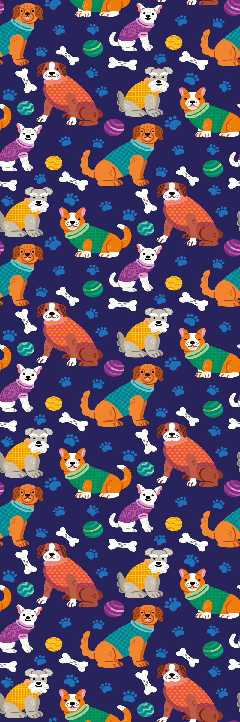 Dywan winylowy do salonu z kolorowym wzorem psów - TenStickers