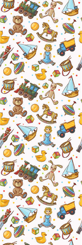 Dywan winylowy do salonu z uroczymi zabawkami drewnianymi - TenStickers