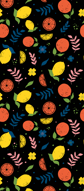 Dywan winylowy do salonu cytrusy z liśćmi - TenStickers