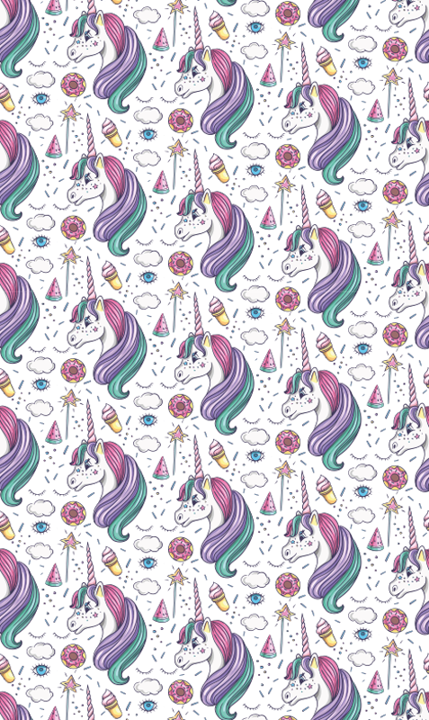 Dywan winylowy do salonu z rysowanym wzorem jednorożca - TenStickers