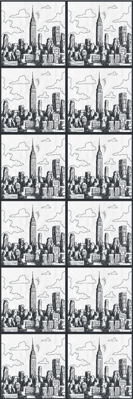 Dywan winylowy do salonu kolaż szkiców nyc - TenStickers