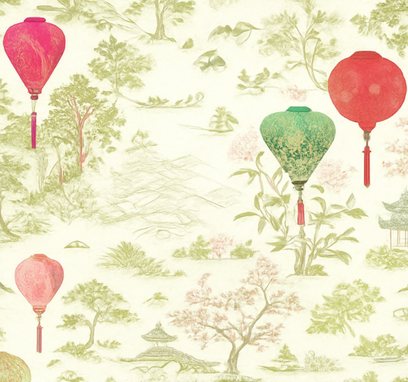 Dywan winylowy do salonu w orientalnym krajobrazie - TenStickers