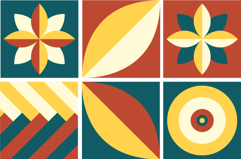 Dywan winylowy wzór geometryczny w zielono-pomarańczowy wzór - TenStickers