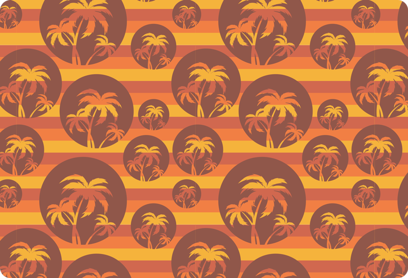 Dywan winylowy wzór geometryczny retro zachód słońca i palmy - TenStickers