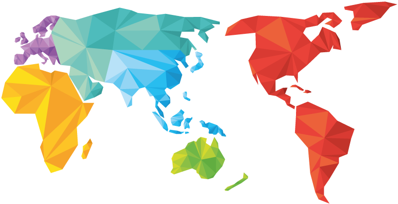 Dywan winylowy wzór geometryczny mapa świata kolorowa - TenStickers