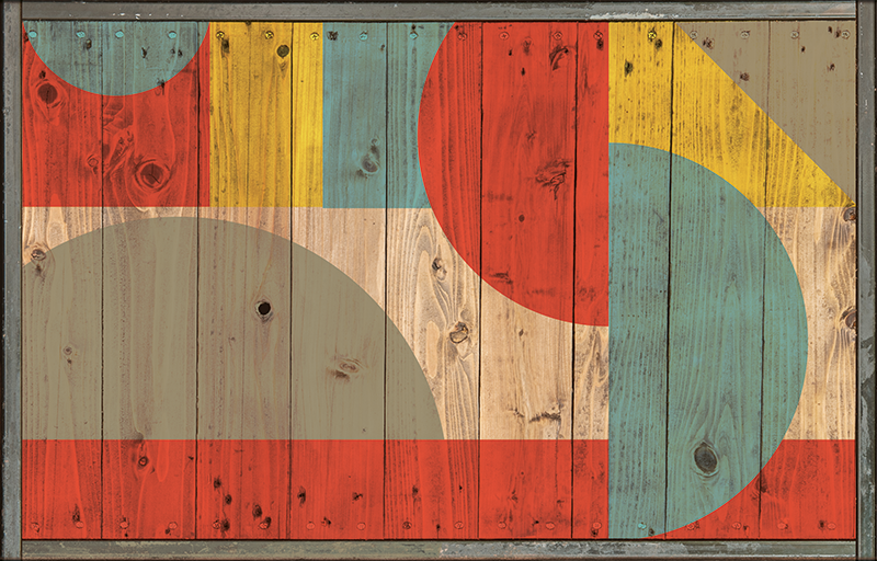 Dywan winylowy wzór geometryczny z drewnem - TenStickers