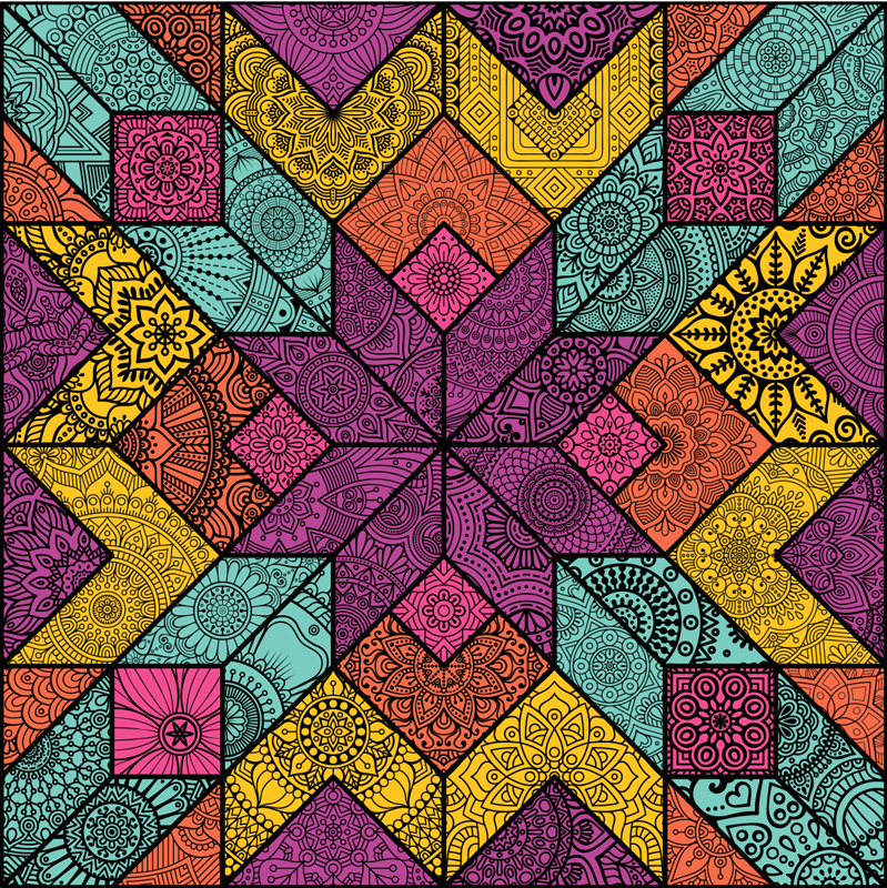 Dywan winylowy wzór geometryczny kolorowe elementy - TenStickers