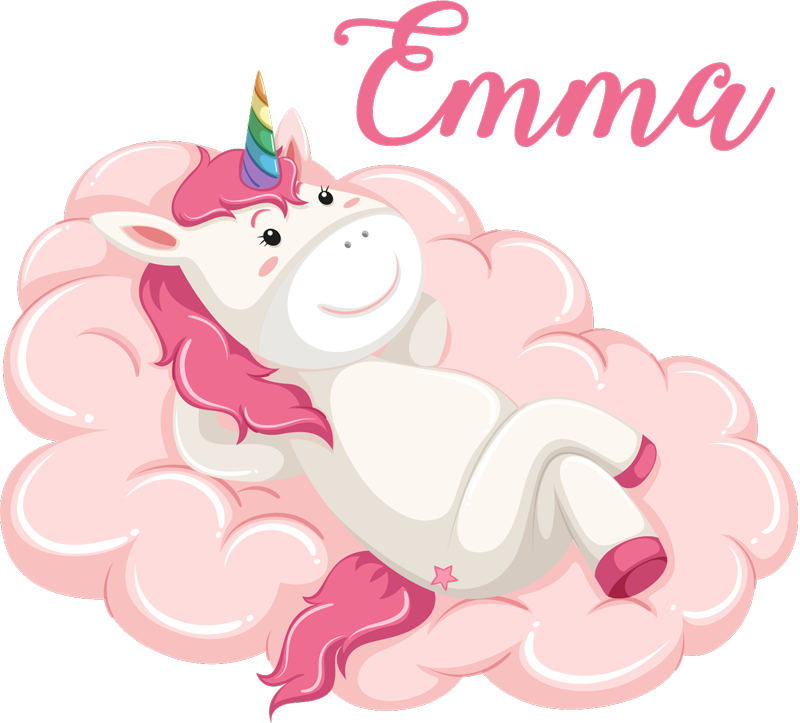 Dywan winylowy dla dziecka jednorożec w chmurze z imieniem - TenStickers