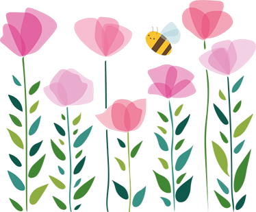 Dywan winylowy dla dziecka różowe kwiaty i pszczoła - TenStickers