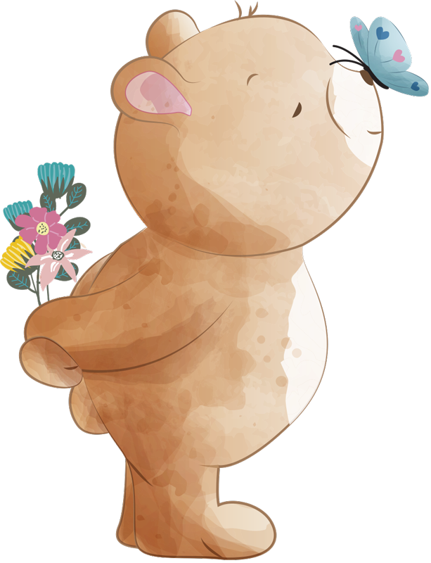 Dywan winylowy dla dziecka z misiem i motylkiem - TenStickers