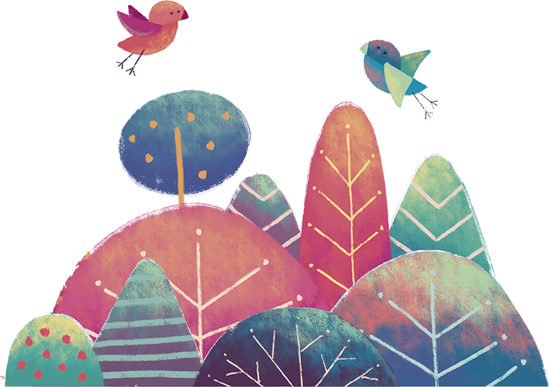 Dywan winylowy dla dziecka niebieskie i różowe drzewa - TenStickers