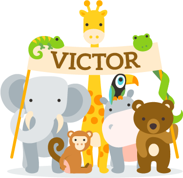 Dywan winylowy dla dziecka z imieniem przyjaznych zwierząt - TenStickers