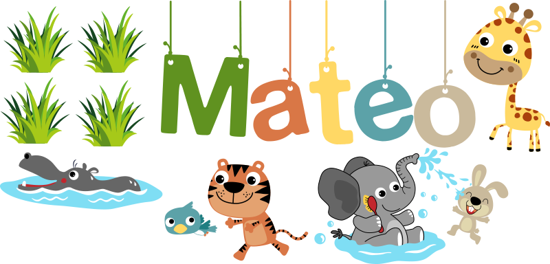 Dywan winylowy dla dziecka z imieniem zwierząt dżungli - TenStickers