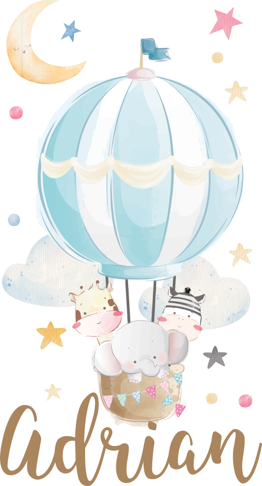 Dywan winylowy dla dziecka trzy zwierzątka na balonach - TenStickers