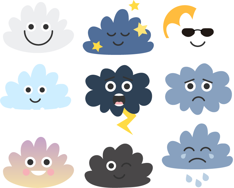 Dywan winylowy dla dziecka chmurki z twarzami - TenStickers