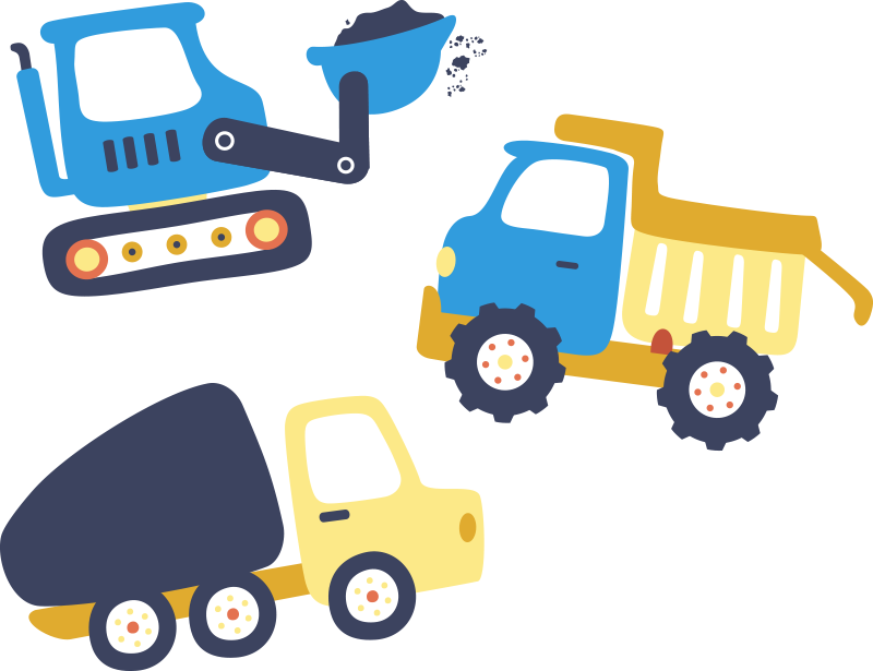 Dywan winylowy dla dziecka z symbolami koparek - TenStickers