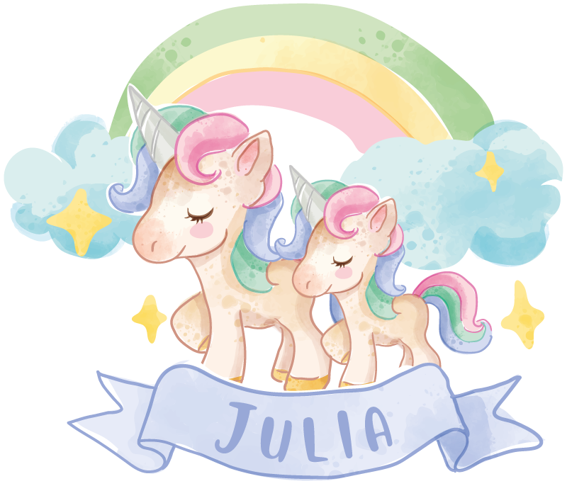 Dywan winylowy dla dziecka radosne jednorożce na tęczy - TenStickers