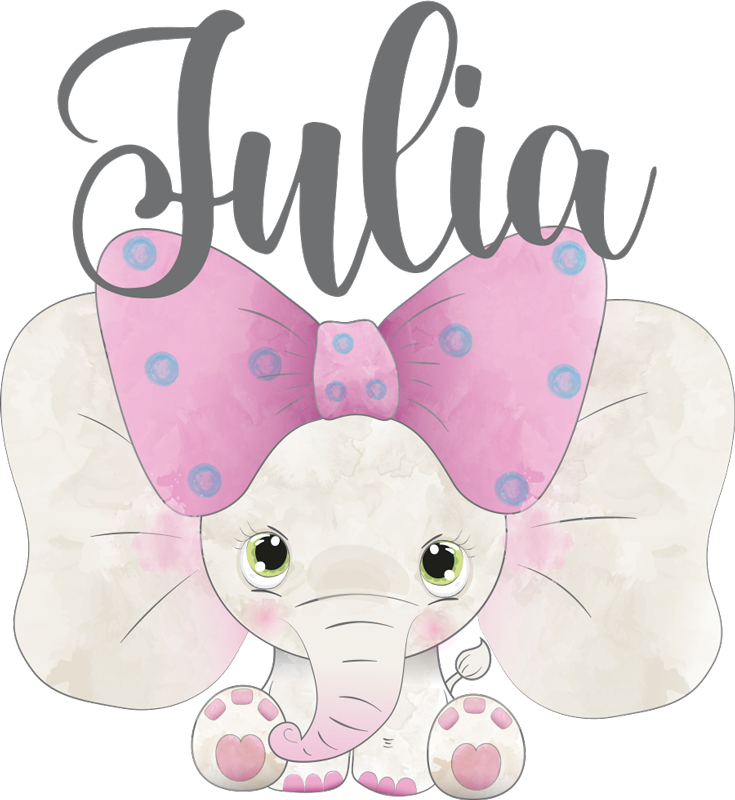 Dywan winylowy dla dziecka słoń z maluchem i imieniem - TenStickers