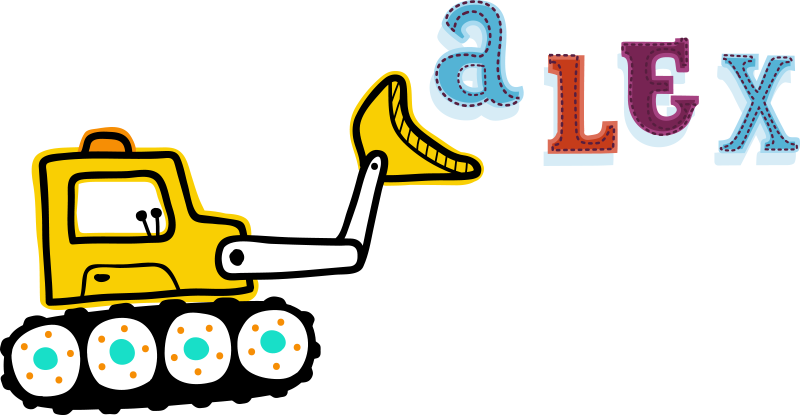 Dywan winylowy dla dziecka z imieniem koparki - TenStickers